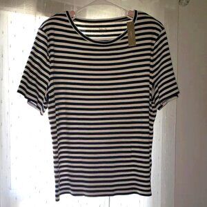 Cotton J. Crew Navy and White Perfect Fit Tee